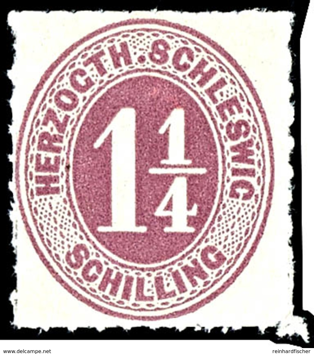 1 1/4 Schilling Lebhaftrotlila, Tadellos Postfrisches Kabinettstück, Unsigniert., Katalog: 14 ** - Schleswig-Holstein