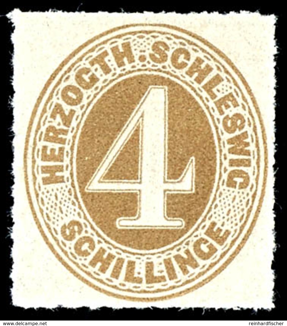 4 Schilling Ockerbraun, Tadellos Postfrisches Kabinettstück, Unsigniert., Katalog: 17 ** - Schleswig-Holstein