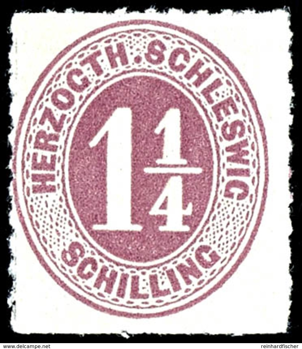 1 1/4 Schilling Mattlila, Tadellos Postfrisches Kabinettstück, Unsigniert., Katalog: 18e ** - Schleswig-Holstein