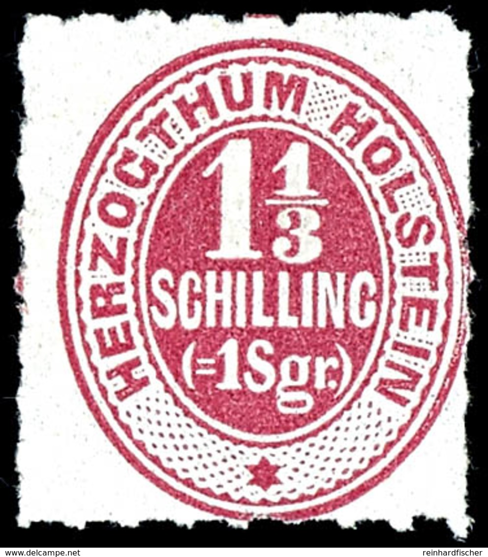 1 1/3 Schilling Lebhaftrotkarmin, Tadellos Postfrisches Kabinettstück, Unsigniert., Katalog: 23 ** - Schleswig-Holstein