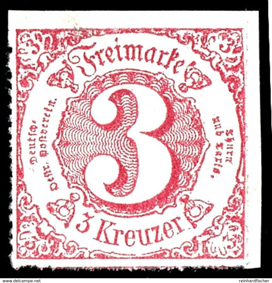 3 Kreuzer Lilarot, Farblos Durchstochen, Farbfrisches Kabinettstück, Tadellos Postfrisch, Unsigniert., Katalog: 42 ** - Sonstige & Ohne Zuordnung