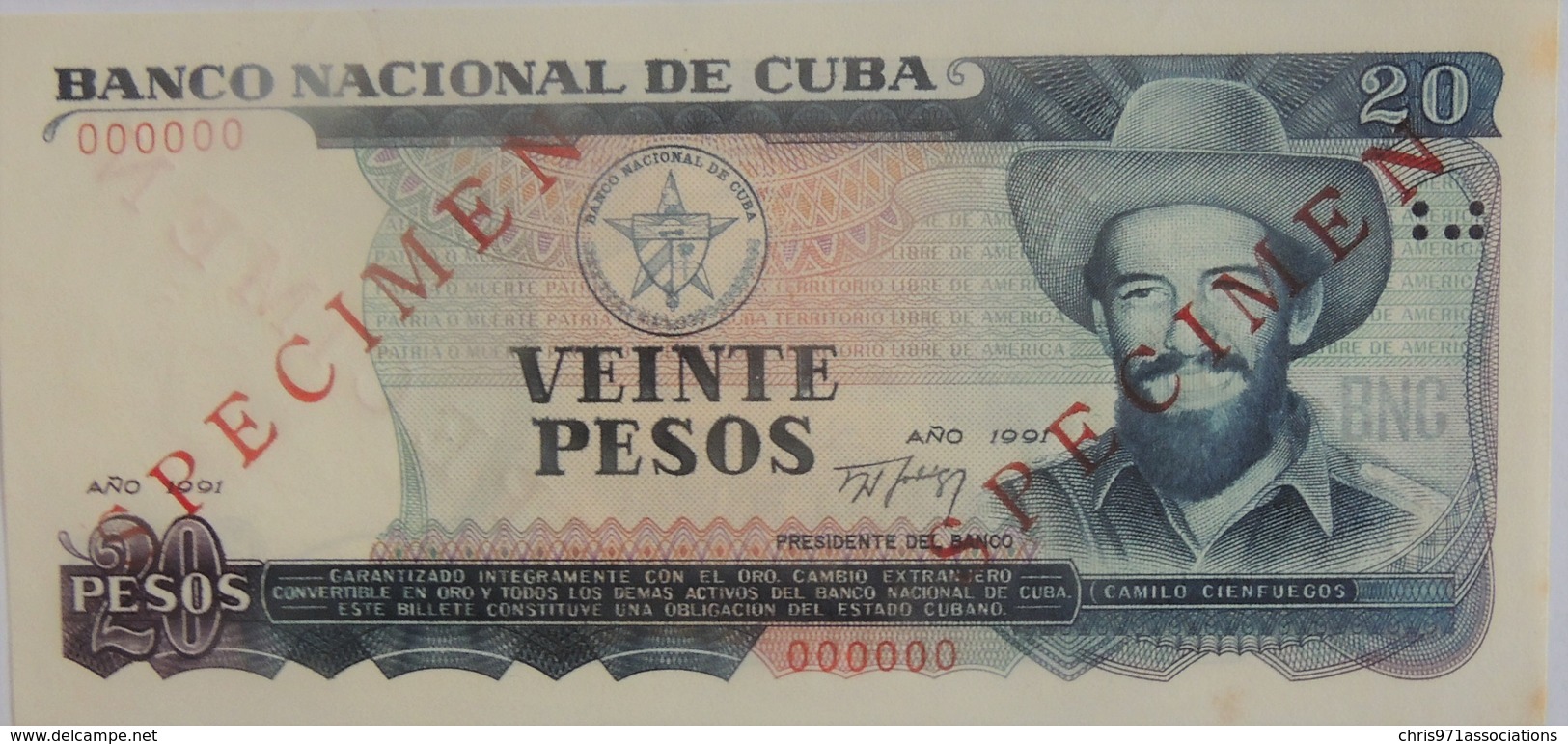 Billet De Cuba De 20 Pesos 1991 SPECIMEN Pick CS25 Neuf/UNC Bradé - Cuba