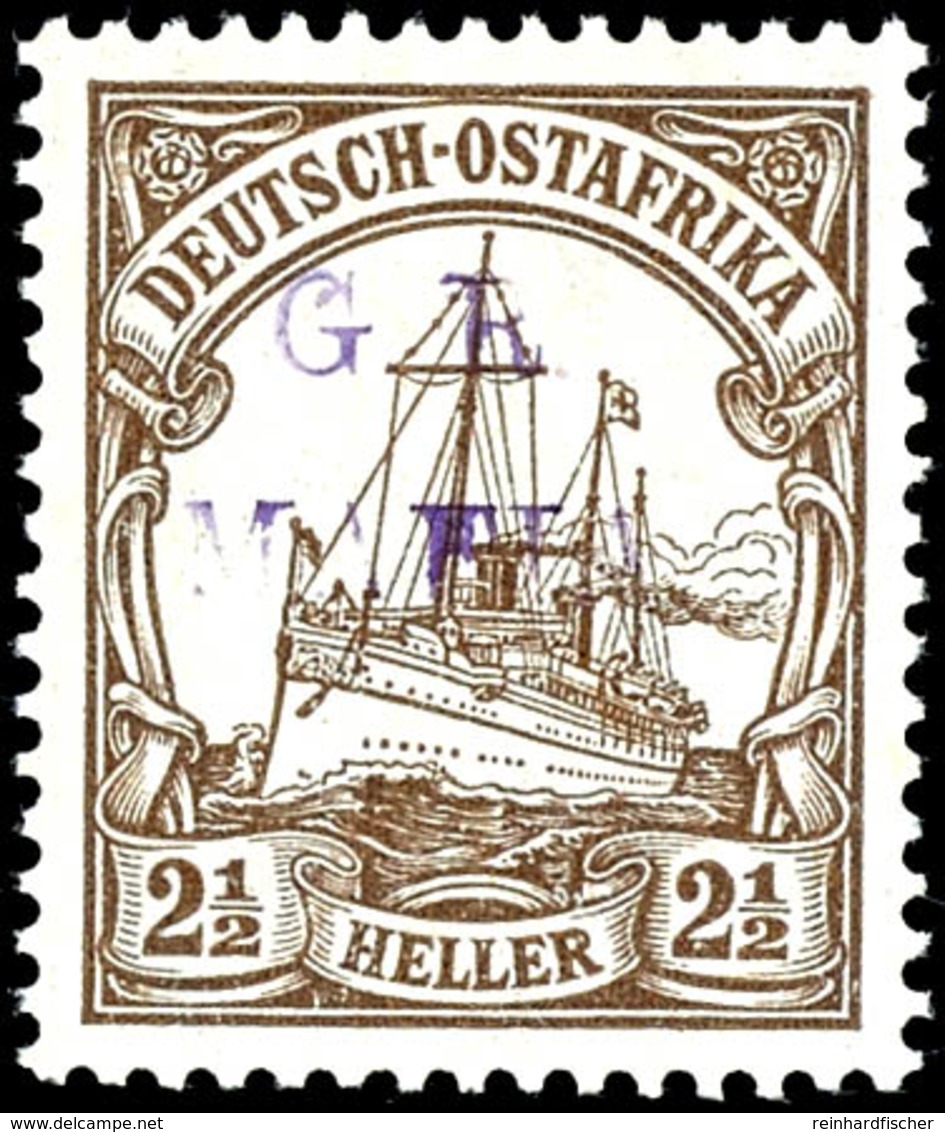 2 1/2 H. Kaiseryacht Mit Aufdruck "G.R. MAFIA" In Schwärzlichviolett, Tadellos Postfrisch, Kabinett, Seltene Marke, Aufl - Deutsch-Ostafrika