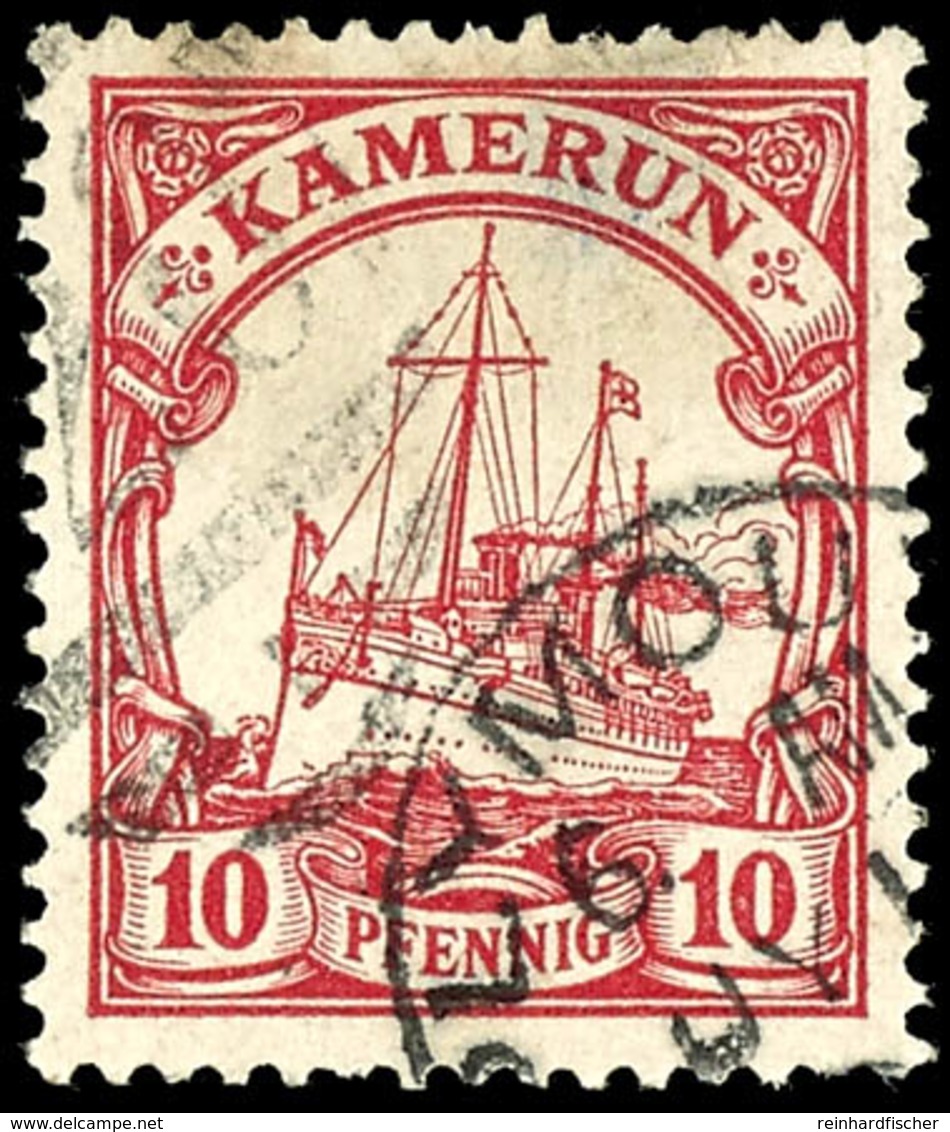 "PLYMOUTH SHIP-LETTER JY ...", K1 Als Anlandestempel Auf Kamerun 10 Pfg Kaiseryacht, Mängel, Seltener Stempel  O - Kamerun