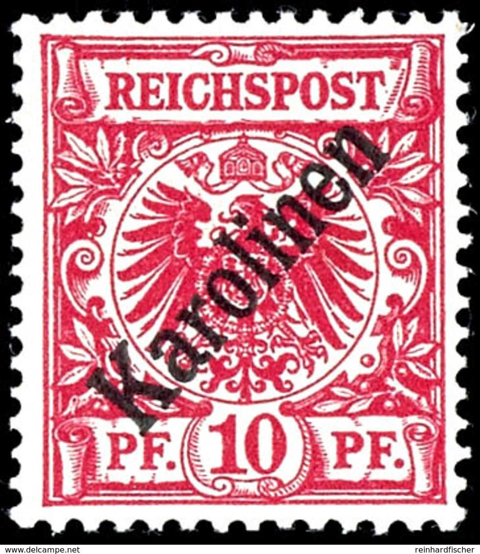 10 Pfg Krone/Adler Mit Diagonalaufdruck "Karolinen", Tadellos Postfrisch, Mi. 200.-, Katalog: 3I ** - Karolinen