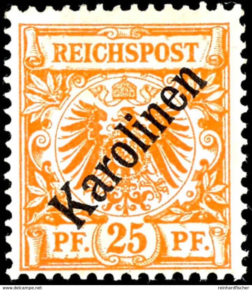 25 Pfg Krone/Adler Mit Diagonalaufdruck "Karolinen", Tadellos Postfrisch, Gepr Bartels Und W.Engel, Mi. 4.000.-, Katalog - Karolinen