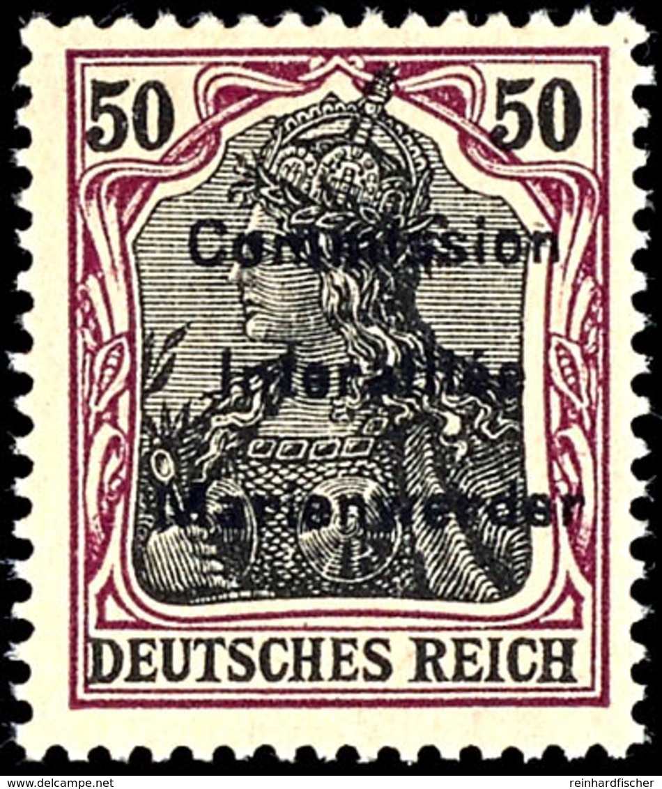 50 Pfg Germania Auf X-Papier, Mit Dreizeiligem Aufdruck "Commission / Interaliee / Marienwerder", Tadellos Postfrisch, A - Sonstige & Ohne Zuordnung