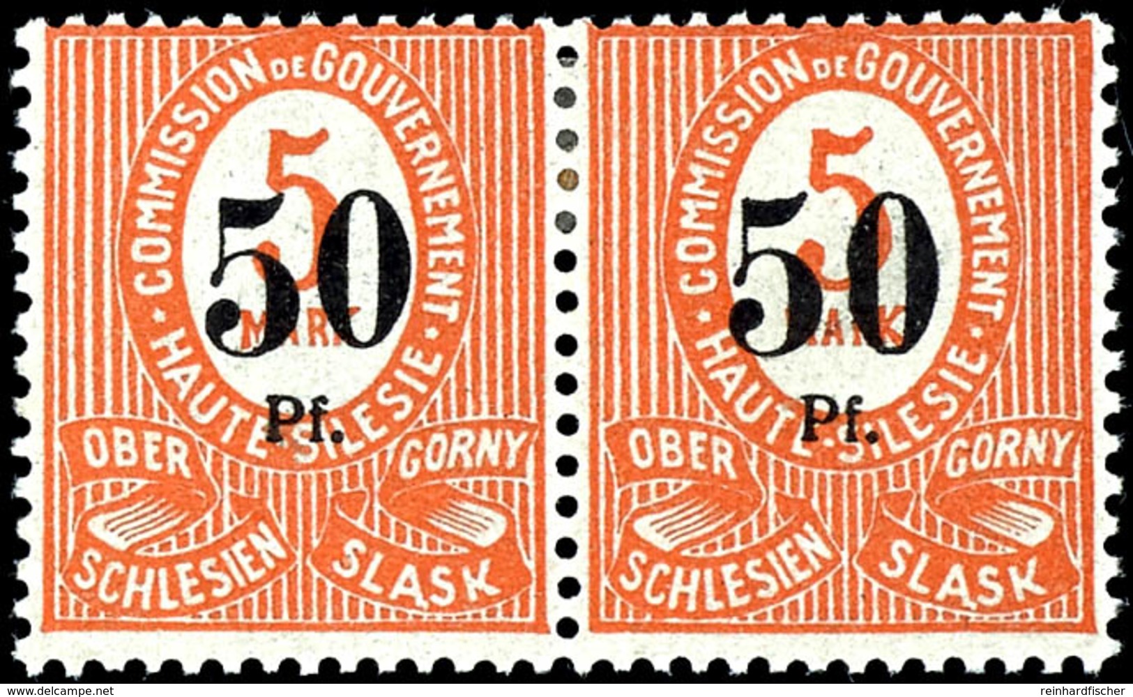 50 Pfennig Auf 5 Mark, Wagerechtes Postfrisches Markenpaar In Typenkombination AIIIBa/aIIIa, Fotoattest Gruber BPP "echt - Sonstige & Ohne Zuordnung