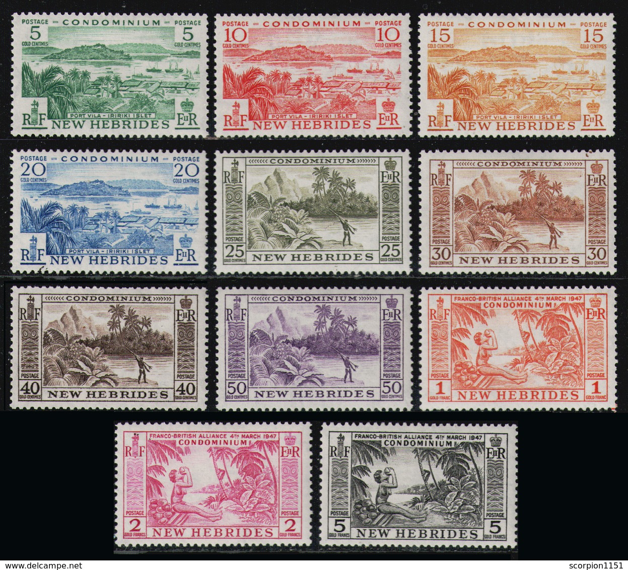 NEW HEBRIDES 1957 - Complete Set Very Fine Low Hinge MH* - Nuovi