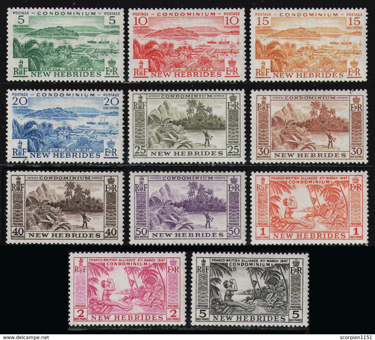NEW HEBRIDES 1957 - Complete Set Very Fine Low Hinge MH* - Unused Stamps