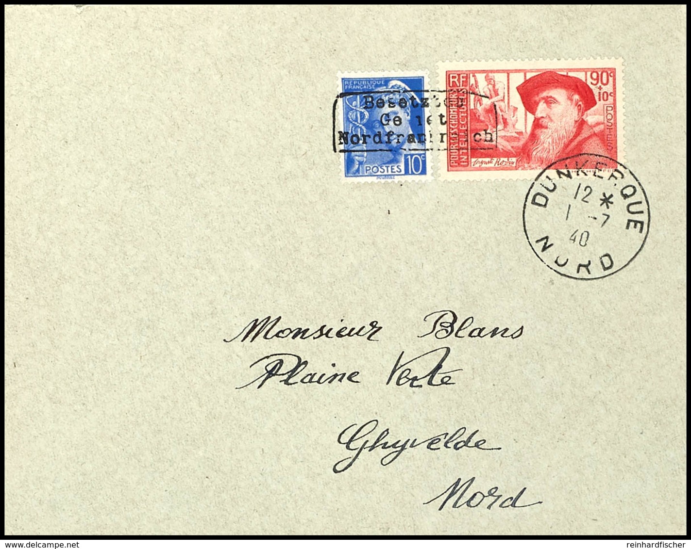 10 C. Freimarkenausgabe "Merkurkopf" Und 90 C. Wohltätigkeitsausgabe "Auguste Rodin" Mit Handstempel-Aufdruck In Type I, - Sonstige & Ohne Zuordnung