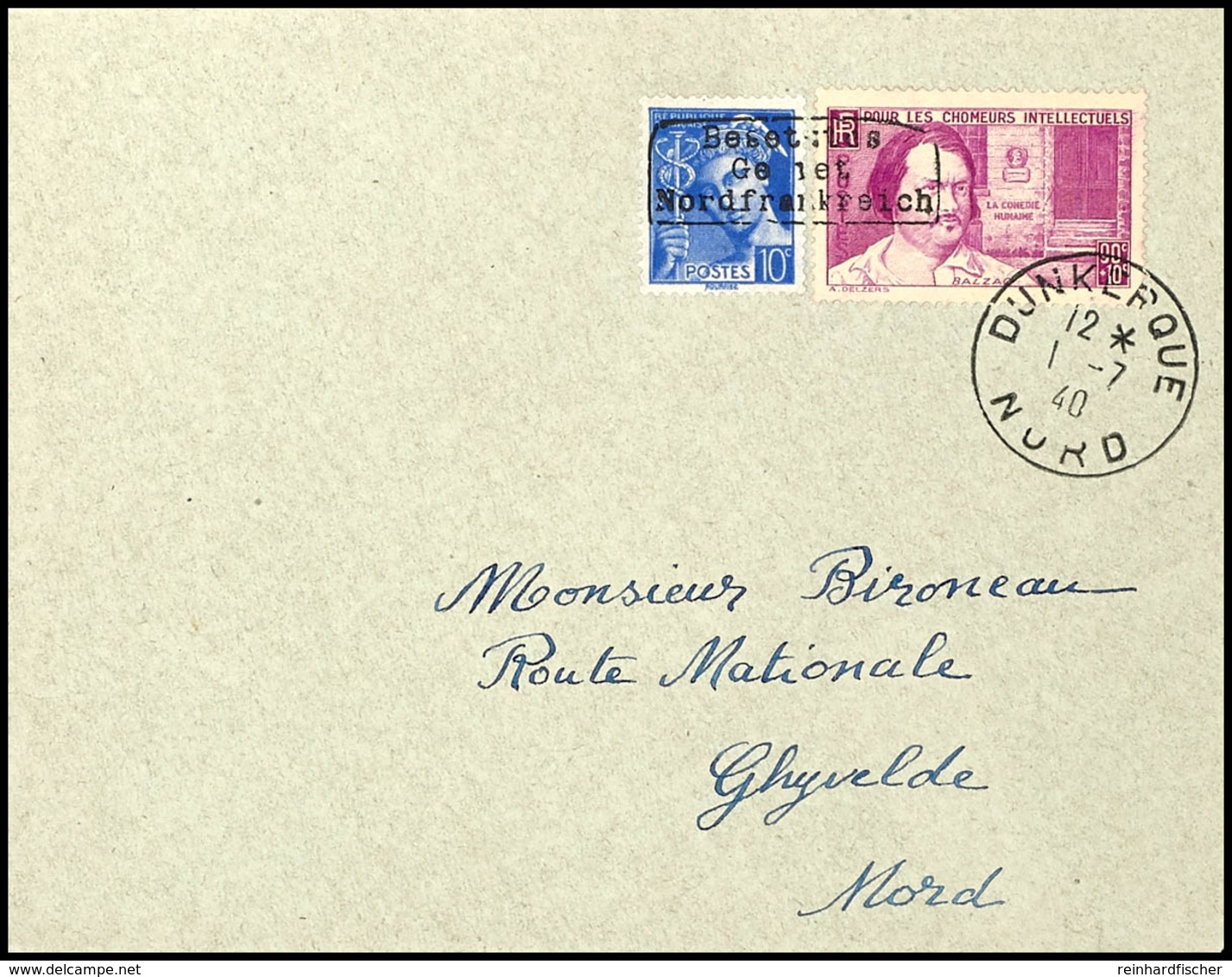 10 C. Freimarkenausgabe "Merkurkopf" Und 90 C. Wohltätigkeitsausgabe "Honore De Balzac" Mit Handstempel-Aufdruck In Type - Sonstige & Ohne Zuordnung