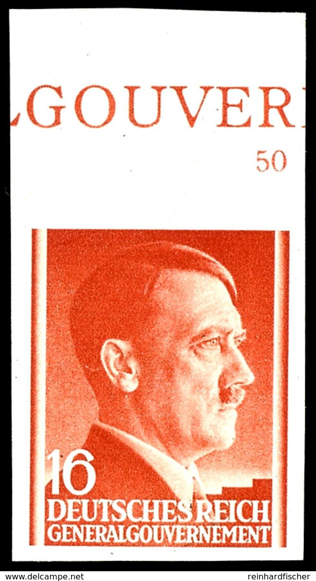 16 Gr. Hitler, Ungezähnt Vom Bogenoberrand, Postfrisch, Selten, Fotoattest Pfeiffer BPP, Mi. 750.-, Sehr Seltene Marke!, - Sonstige & Ohne Zuordnung