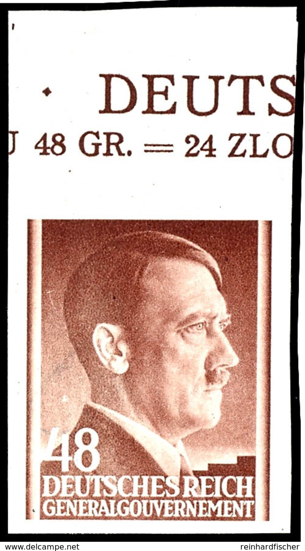 48 Gr.. Hitler, Ungezähnt Vom Oberrand, Postfrisch, Selten, Fotoattest Pfeiffer BPP, Mi. 900.-, Sehr Seltene Marke!, Kat - Sonstige & Ohne Zuordnung