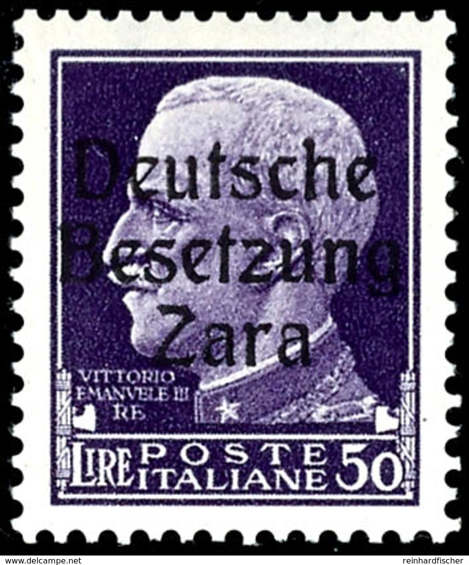 50 Lire Freimarke Mit Aufdruck "Deutsche Besetzung Zara" In Type I, Tadellos Postfrisch, Auflage Nur 47 Exemplare, Gepr. - Deutsche Bes.: Zara