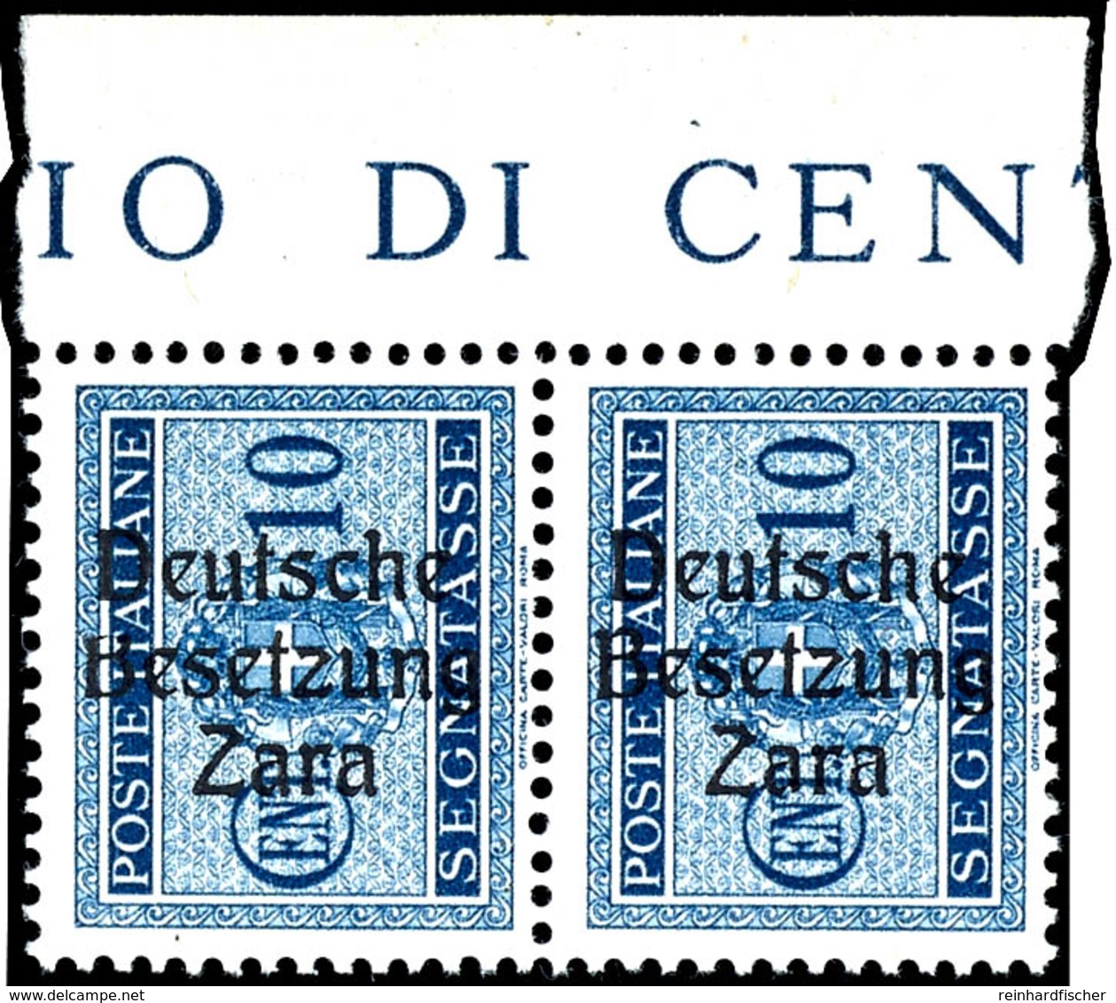 10 Cmi., Type I, Senkr. Randpaar Mit Aufdruckfehlern "B Ohne Oberbogen" Und "kurzes A"  (Feld 3 Und 4 Der Überdruckplatt - Sonstige & Ohne Zuordnung