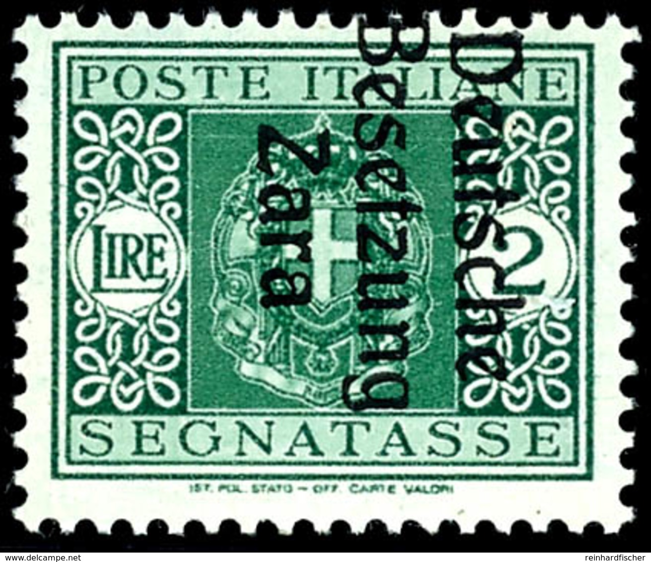 2 Lire Portomarke Mit Aufdruck In Type III, Wasserzeichen Krone Linksliegend (Y), Tadellos Postfrisch, Auflage Nur 40 Ex - Sonstige & Ohne Zuordnung