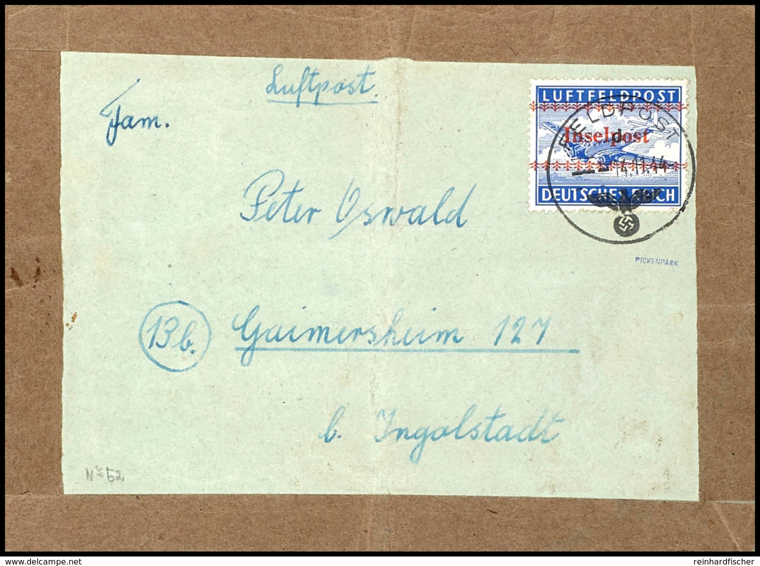 Insel Kreta, Zulassungsmarke Gezähnt, Einzelfrankatur Auf Brief Mit Entwertung "Feldpost D 14.11.44" Nach Gaimersheim Be - Sonstige & Ohne Zuordnung