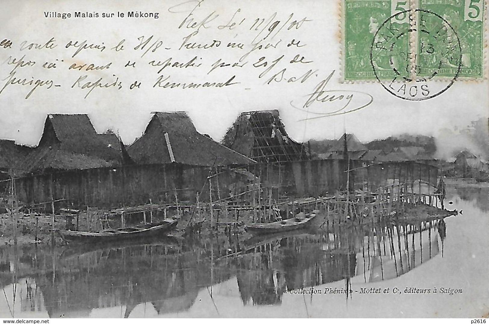 VIET- NAM -  1905 -  VILLAGE MALAIS SUR LE MEKONG - Viêt-Nam