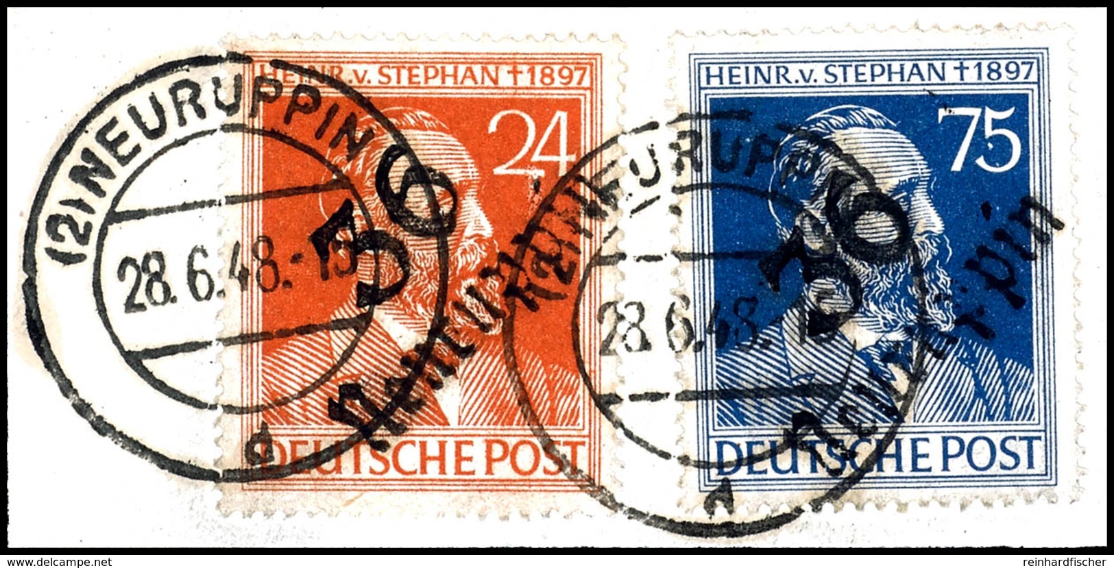 24 Und 75 Pfennig Stephan Type B, Briefstück, Kabinett, Michel 470,-  Gepr. Modry BPP, Katalog: IIIaVII,IIIbVII BS - Autres & Non Classés
