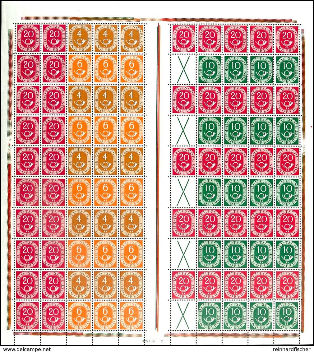 1951, Posthornmarkenheftchenbogen Mit Hausauftragsnummer "10274 51 2", Postfrisch, Einmal Waagerecht Zwischen 6 Und 7 Re - Sonstige & Ohne Zuordnung