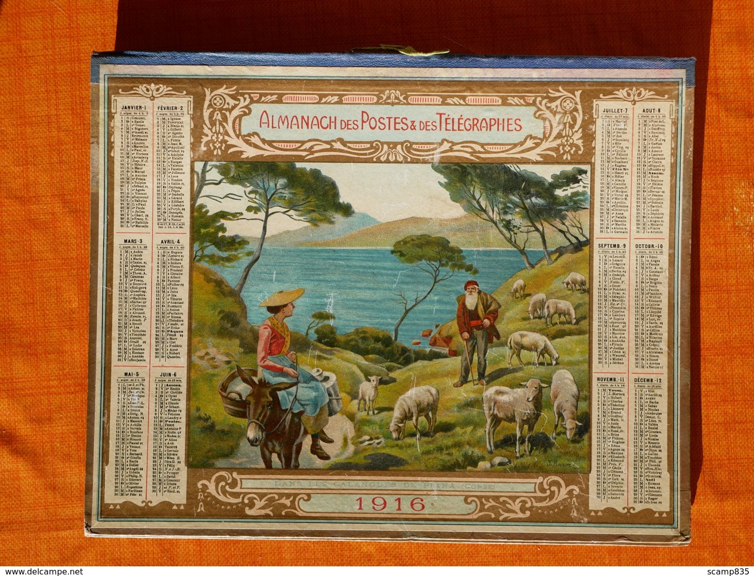 Calendrier 1916. Dans Les Calanques De Piana , Corse , J.L.Beuzon. - Big : 1901-20