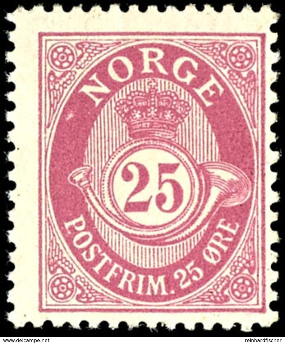 1909, 24 Ö. Posthorn Rotlila, Tadellos Postfrisch, Unsigniert, Leichte Fingerabdruckspur Ist Zu Tolerieren, Da Der Schlü - Norwegen