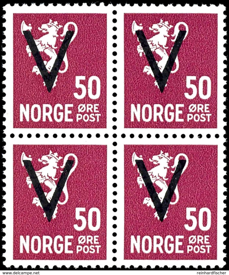 1941, 50 Ö. Freimarke Mit Aufdruck Mit Wasserzeichen, 4er-Block, Tadellos Postfrisch, Seltene Einheit Der Guten Marke, G - Norwegen