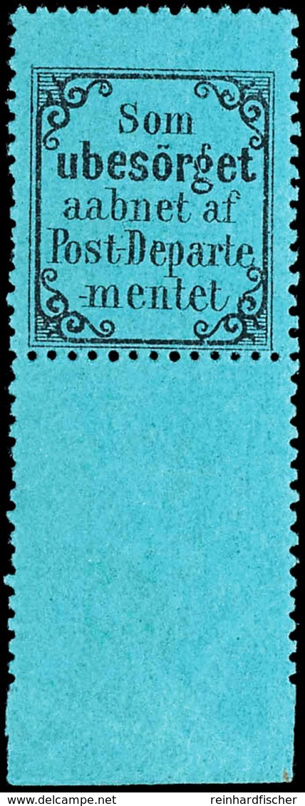 1872, Som Unbesörget, Fehldruck Auf Grünem Papier Mit Unterrand, Tadellos Postfrisch In Ausgabetypischer Erhaltung, Unsi - Other & Unclassified
