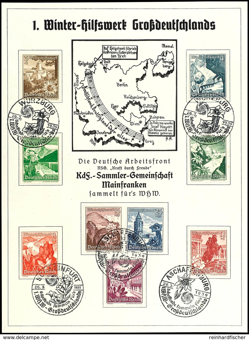 1939, 1. WHW Großdeutschlands/Deutsche Arbeitsfront NSG K.d.F. Mainfranken, DIN A5 Gedenkblatt Mit MiNr. 675/83 Mit Vers - Sonstige & Ohne Zuordnung