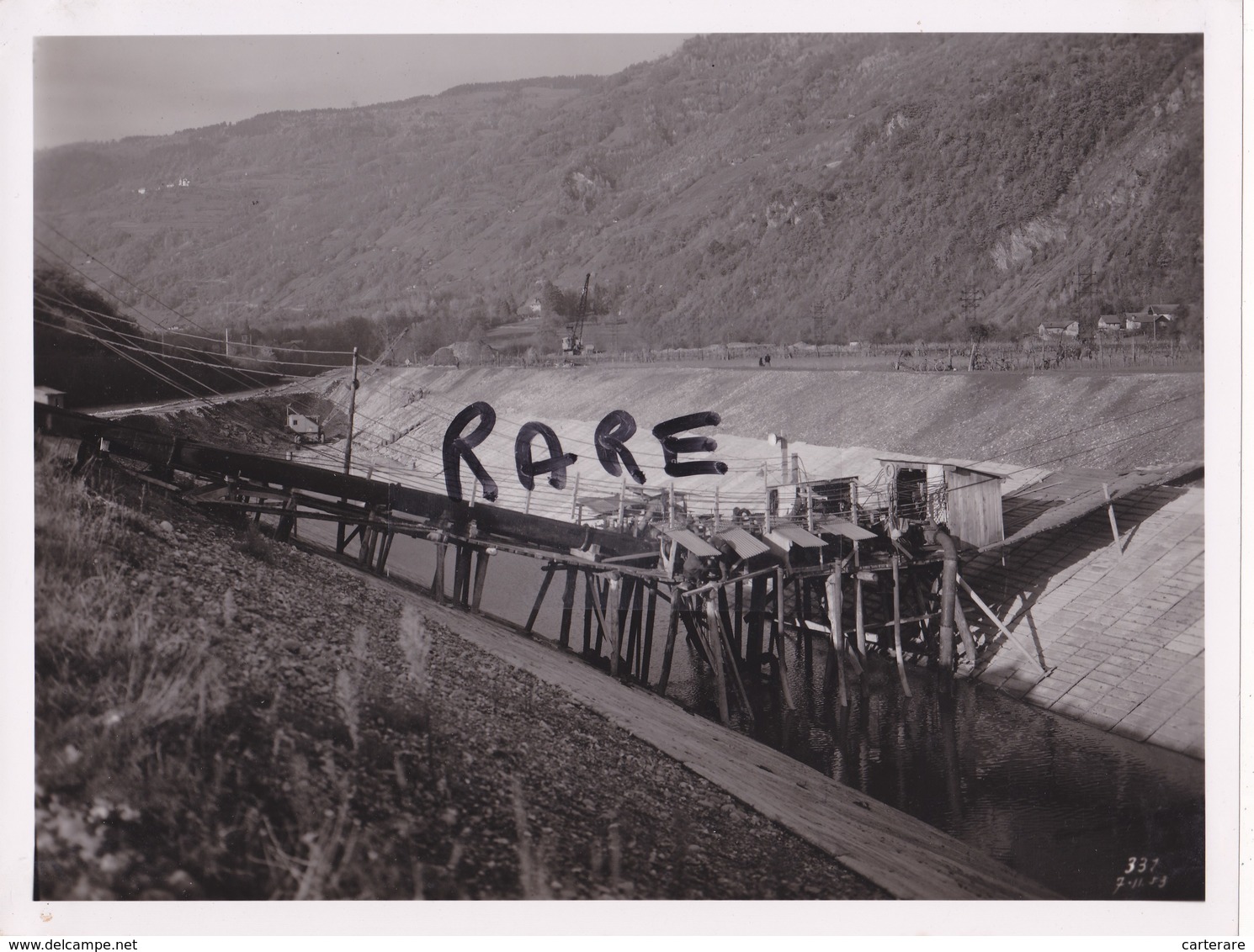 PHOTO ANCIENNE,MINE,MINEUR,OUVRIER,73,74,SAVOIE,1953,CONSTRUCTION CENTRALE ELECTRIQUE SOUTERRAINE,RANDANS,ISERE,ARC, - Places