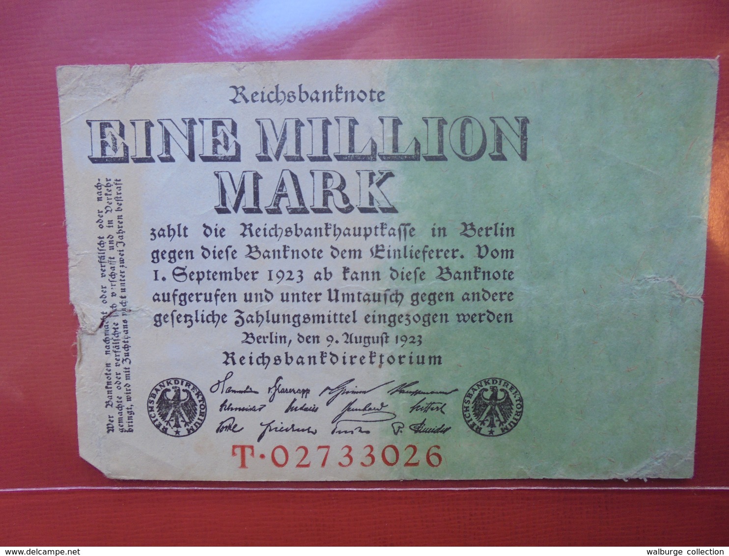 Reichsbanknote 1 MILLION MARK 1923 VARIETE N°1 CIRCULER - 1 Mio. Mark