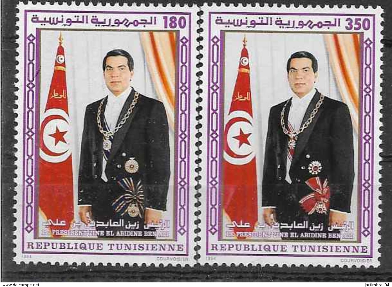 1994 TUNISIE 1218-19 ** Ben Ali, Drapeau - Tunisie (1956-...)