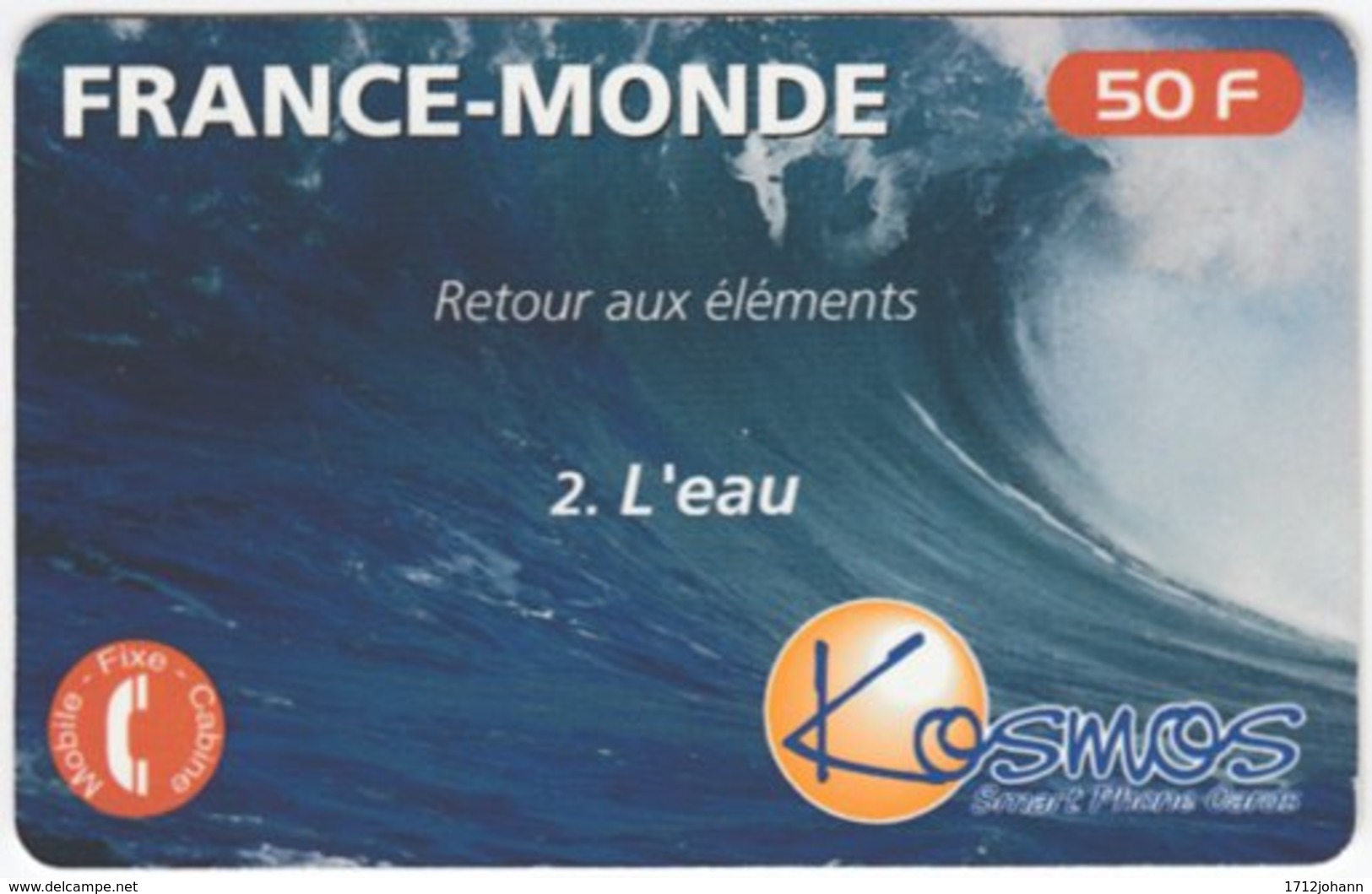 FRANCE C-458 Prepaid Kosmos - Landscape, Coast, Wave - Used - Nachladekarten (Refill)