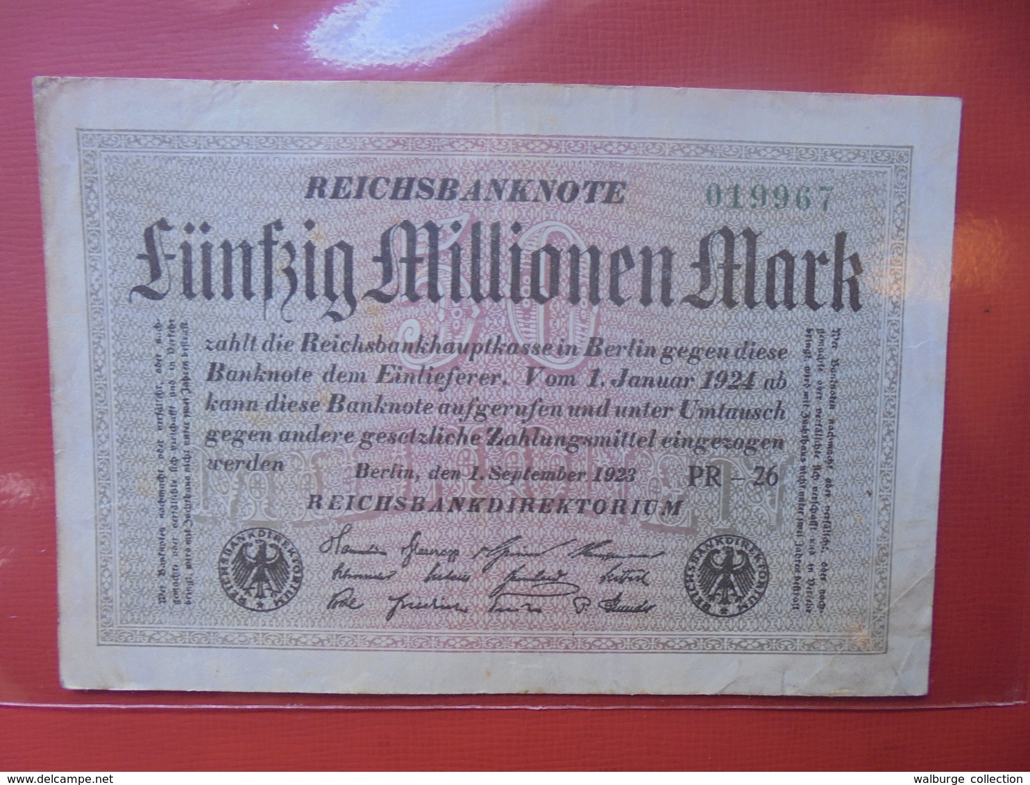 Reichsbanknote 50 MILLIONEN MARK 1923 VARIETE N°1 - 50 Mio. Mark