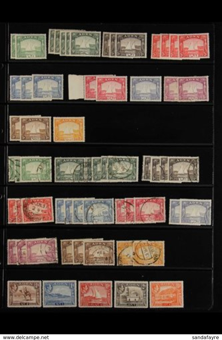 1937-1964 MINT & USED RANGES  On Stock Pages, Includes 1937 Dhow Mint Set To 8a (x2), 1r (x2) & 2r And Used Set To 8a (x - Aden (1854-1963)