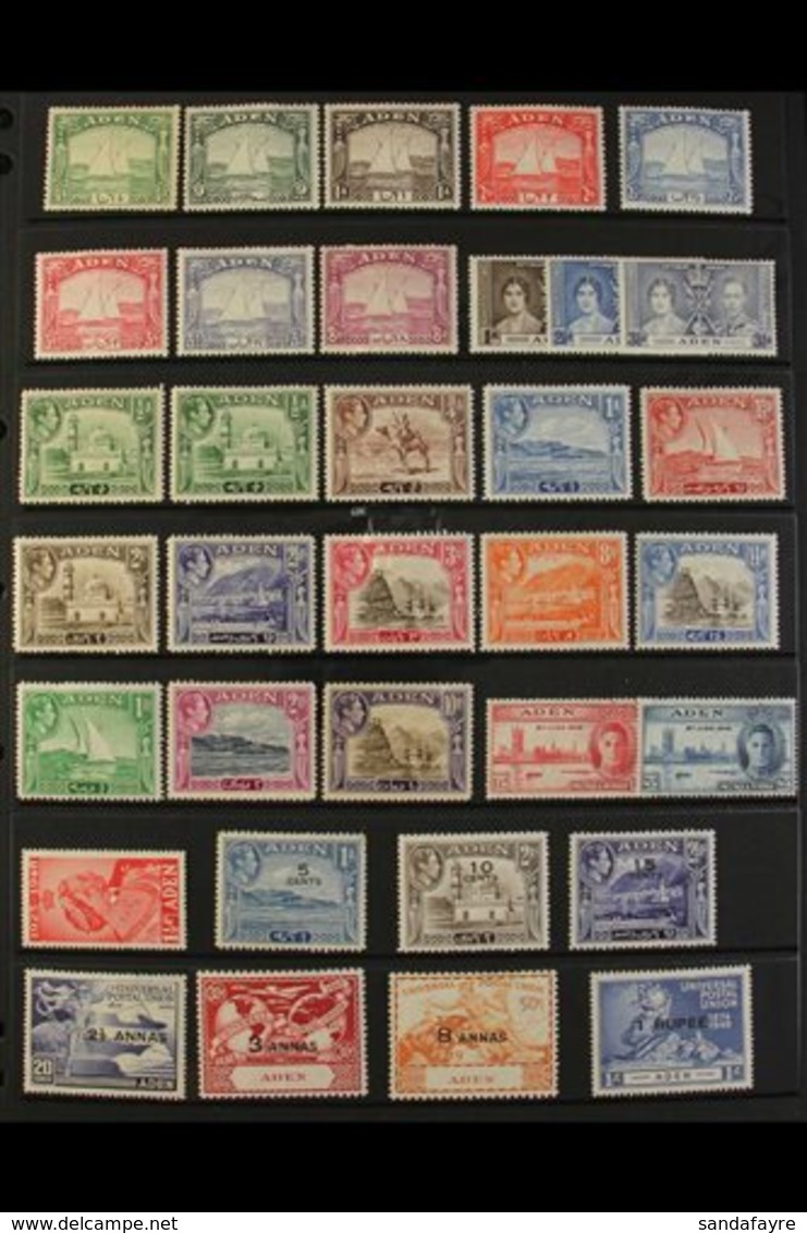 1937-1965 ALL DIFFERENT MINT COLLECTION  Presented On Stock Pages. Includes 1937 "Dhow" Set To 8a, 1939 Set (less 5r), 1 - Aden (1854-1963)