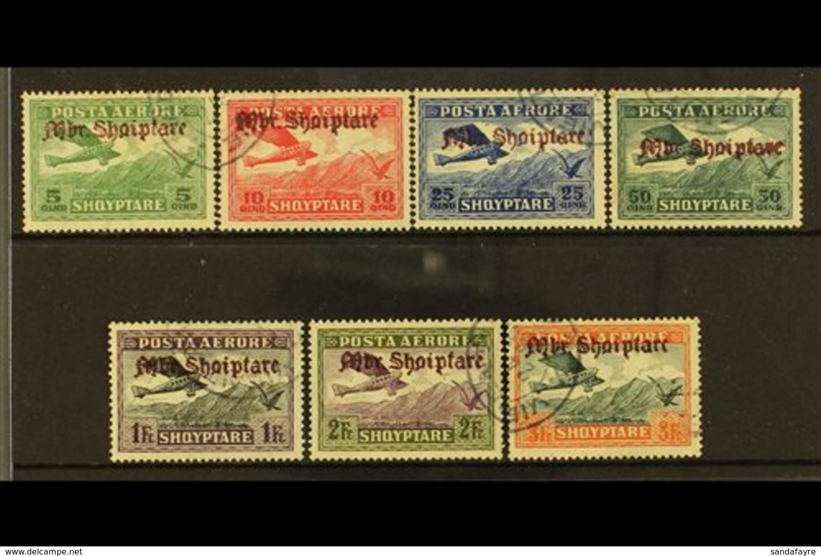 1929  Air "Mbr. Shqiptare" Overprints Complete Set (Michel 210/16, SG 270/76), Very Fine Used, Fresh & Scarce, Cat £1,80 - Albanie
