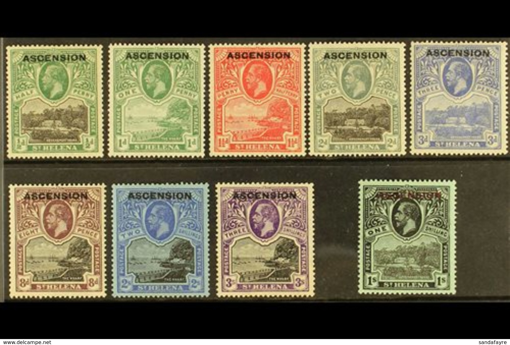 1922  KGV St Helena Opt'd Set, SG 1/9, Fine Mint (9 Stamps) For More Images, Please Visit Http://www.sandafayre.com/item - Ascension