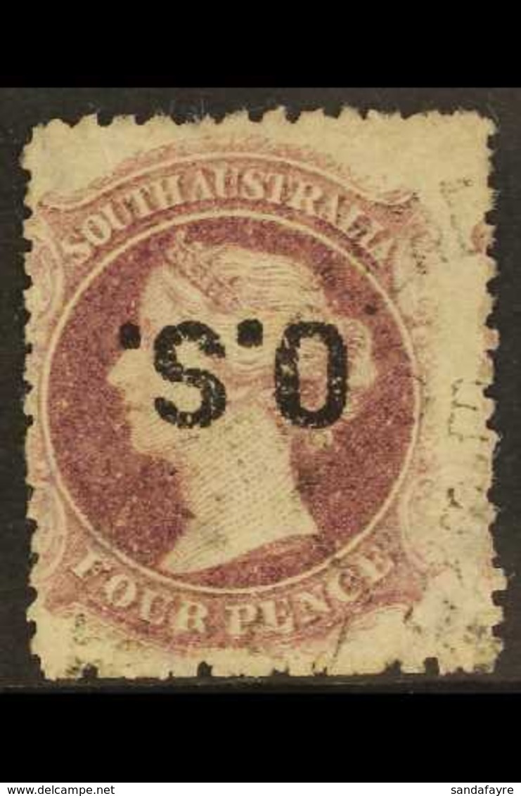 SOUTH AUSTRALIA  OFFICIAL 1876-85 4d Deep Mauve, "O.S." INVERTED, SG O24a, Fine Cds Used. For More Images, Please Visit  - Other & Unclassified