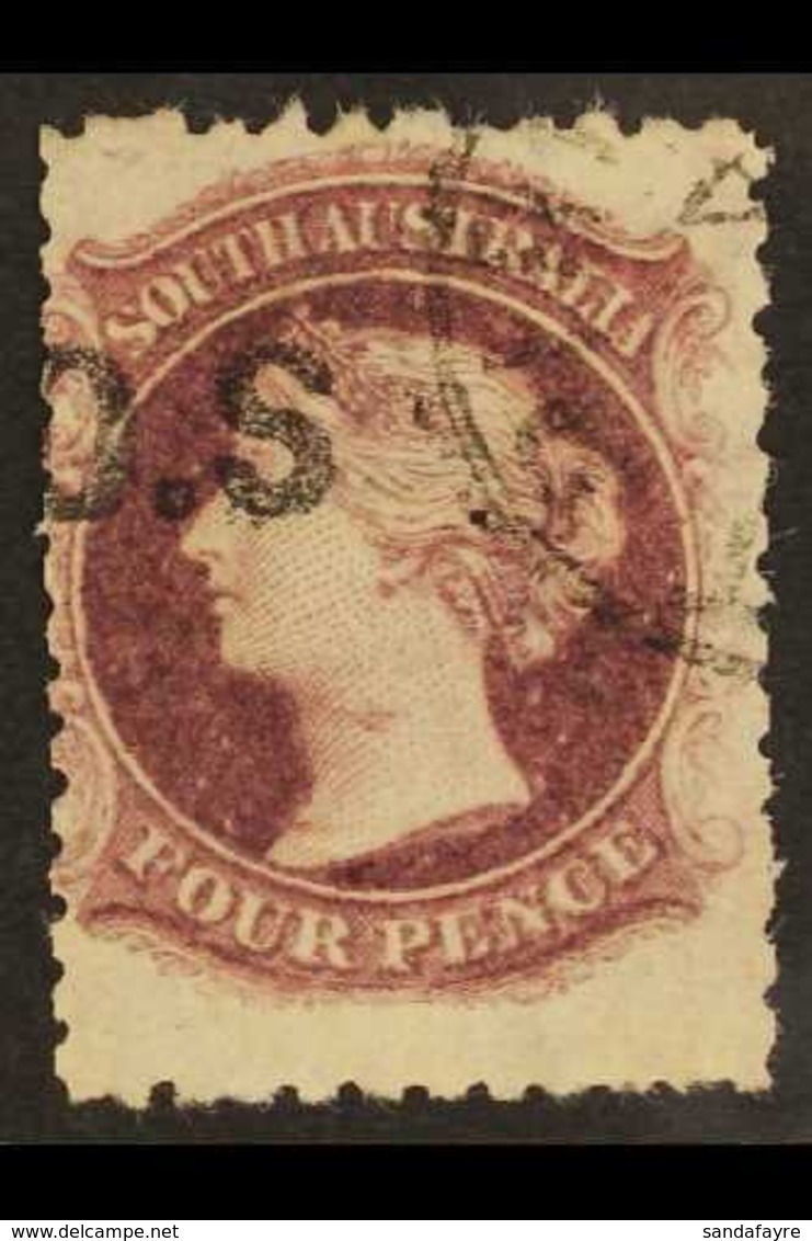 SOUTH AUSTRALIA  OFFICIAL 1876-85 4d Deep Mauve, No Stop After "S", SG O24c, Fine Cds Used. For More Images, Please Visi - Other & Unclassified