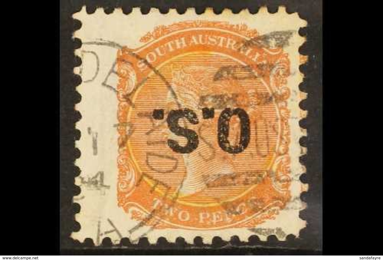 SOUTH AUSTRALIA  OFFICIAL 1876-80 2d Orange-red, "O.S." Inverted, SG O44a, Fine Used. For More Images, Please Visit Http - Other & Unclassified