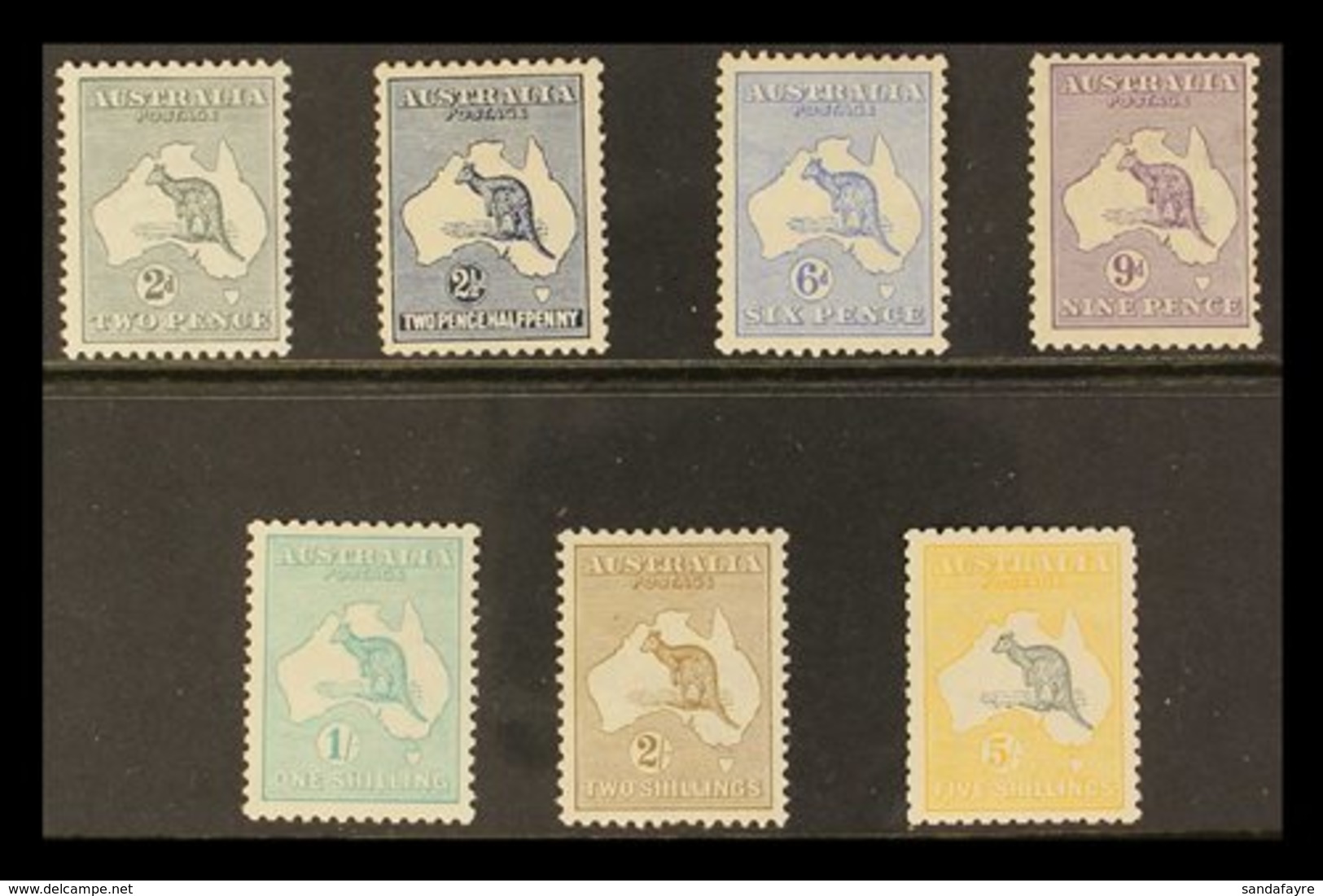 1915  Complete Kangaroo Set To 5s, Wmk Large Crown, SG 24/30, Very Fine Mint. Scarce Set. (7 Stamps) For More Images, Pl - Other & Unclassified