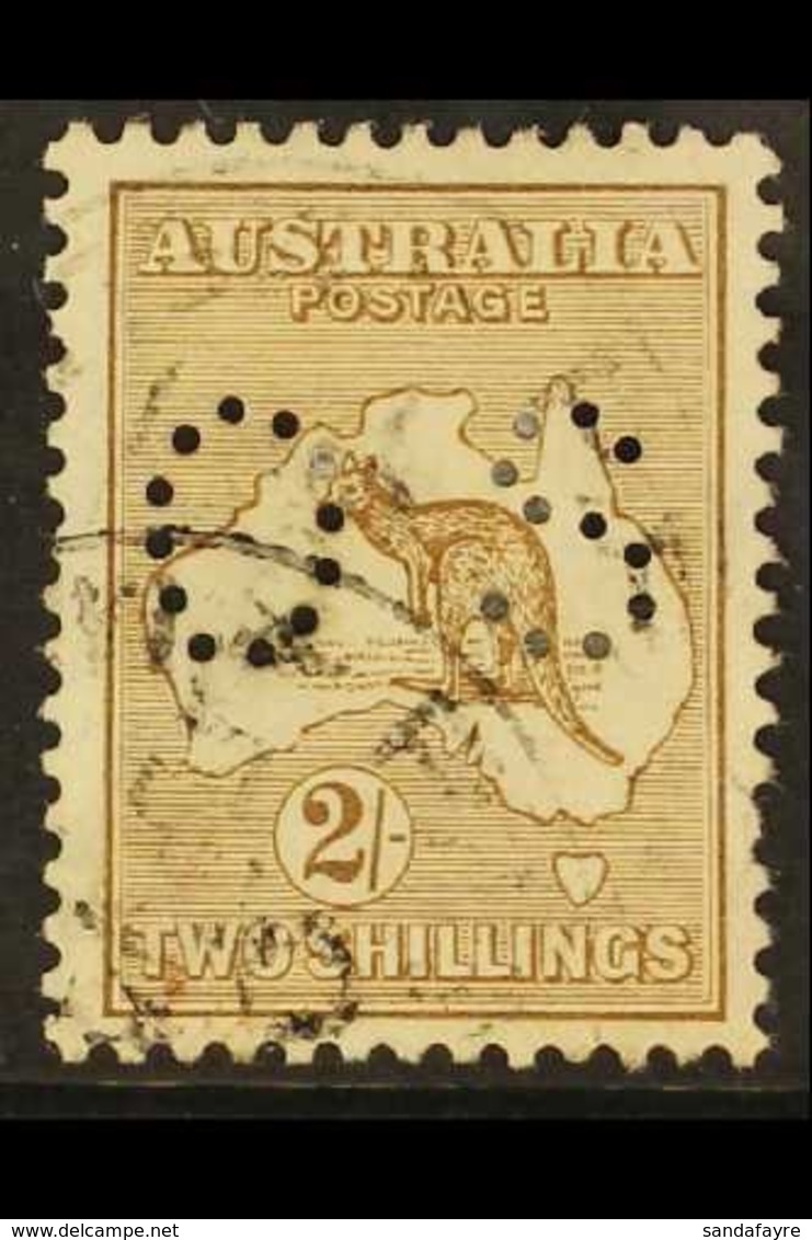 OFFICIAL  1915 2s Brown Roo Punctured 'OS', SG O36, Cds Used, Small Fault At Lower Right, Fresh, With RPSL Photo-certifi - Other & Unclassified