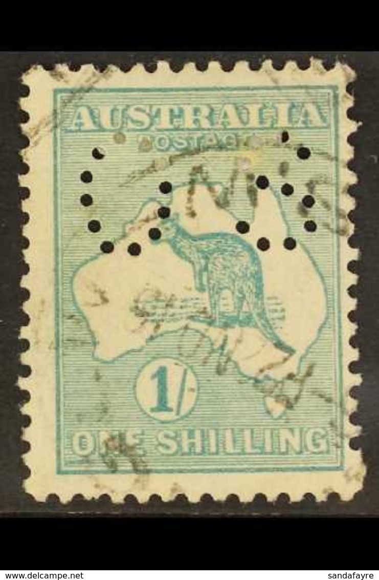 OFFICIAL  1915 1s Blue-green Roo Punctured 'OS', SG O35, Fine Cds Used, Centred To Right, Fresh, With RPSL Photo-certifi - Other & Unclassified