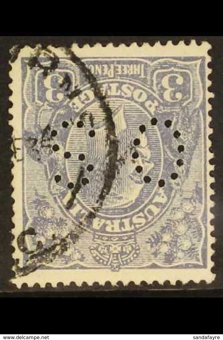 OFFICIAL  1926-30 3d Dull Ultramarine KGV Head Perf 14 WATERMARK INVERTED Variety Punctured 'OS', SG O93w, Fine Cds Used - Other & Unclassified