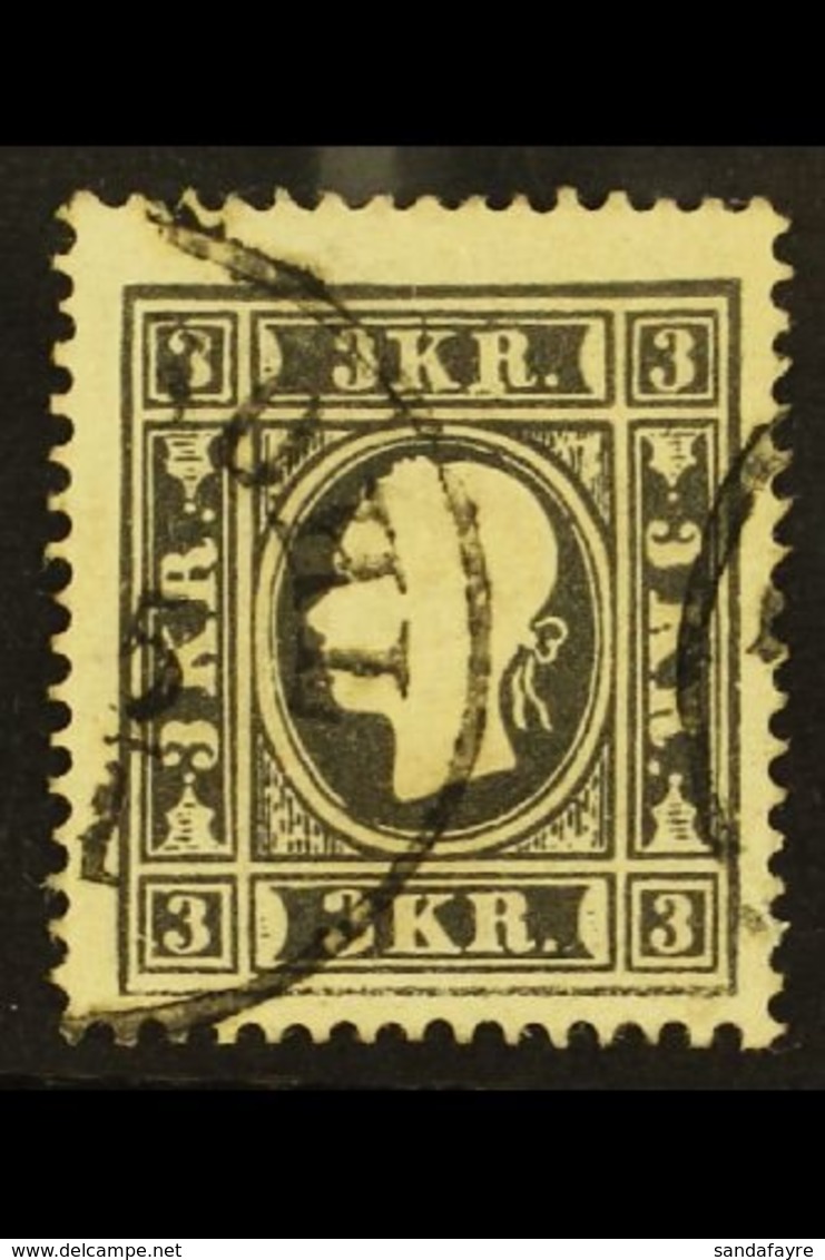 1858-59  3k Black Type Ib (Michel 11 Ib, SG 23), Fine Used, Very Fresh, Expertized A. Diena. For More Images, Please Vis - Other & Unclassified
