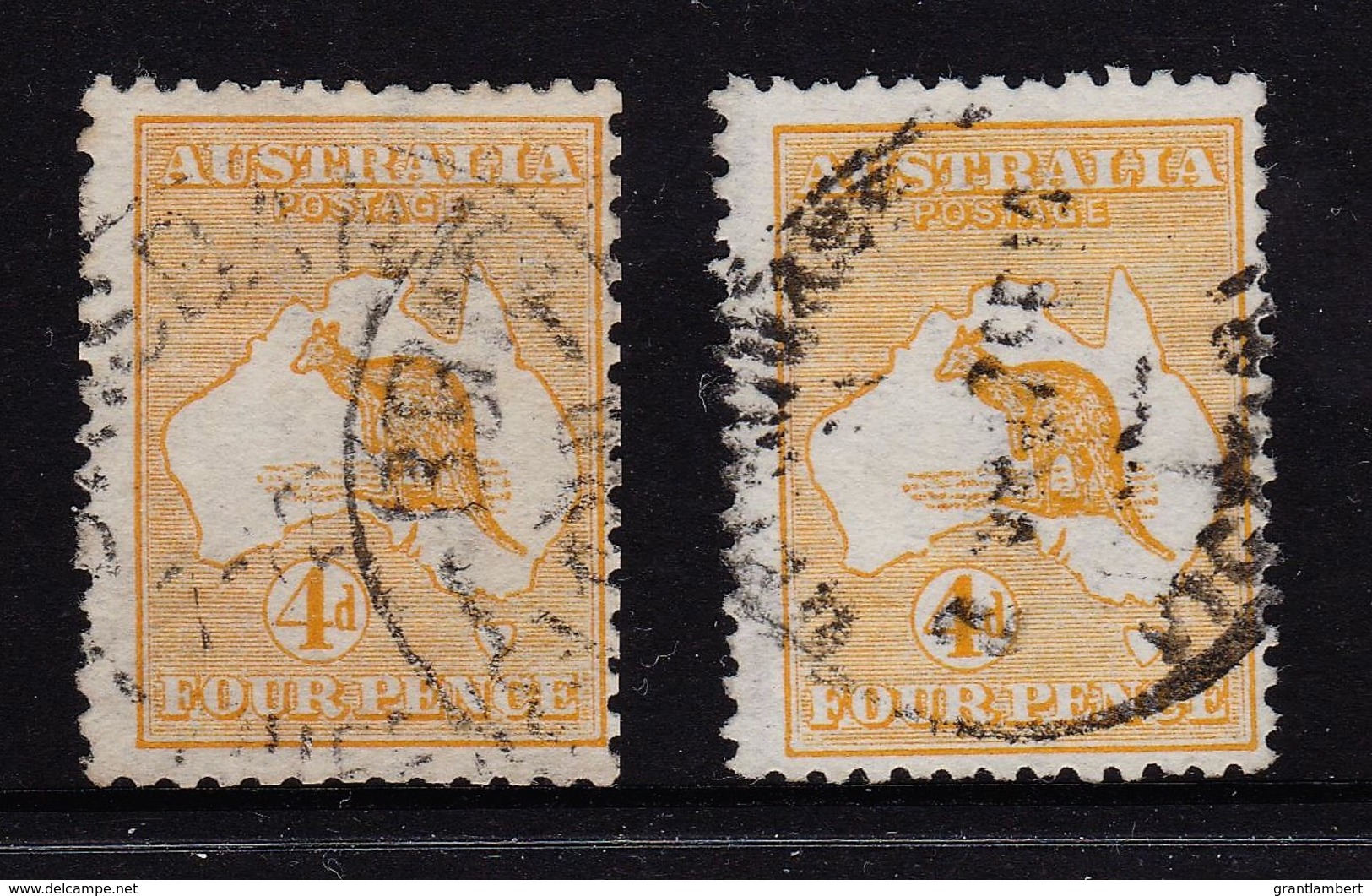 Australia 1913 Kangaroo 4d Orange-Yellow & Yellow-Orange 1st Wmk Used - Used Stamps