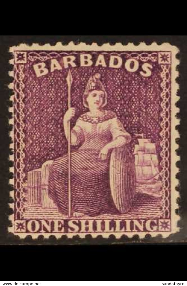 1875-81  1s Purple Britannia, Watermark To Right, SG 81w, Fine Mint. For More Images, Please Visit Http://www.sandafayre - Barbados (...-1966)