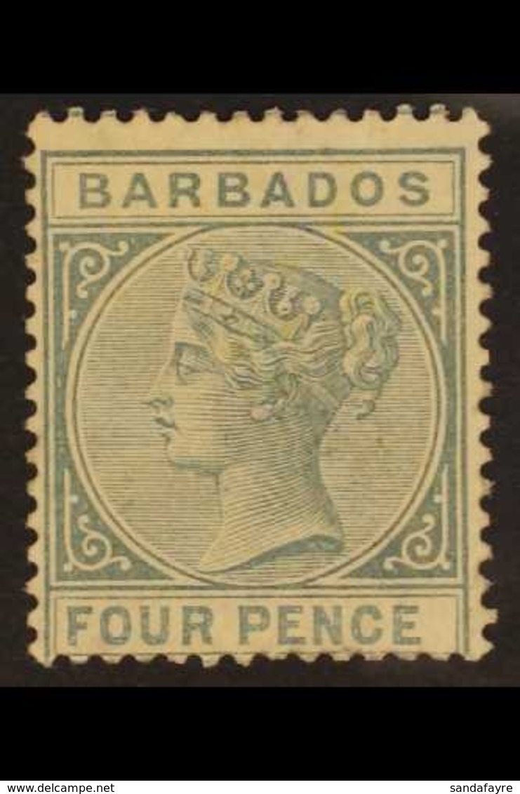 1882  4d Grey Queen, SG 97, Unused Without Gum. For More Images, Please Visit Http://www.sandafayre.com/itemdetails.aspx - Barbados (...-1966)